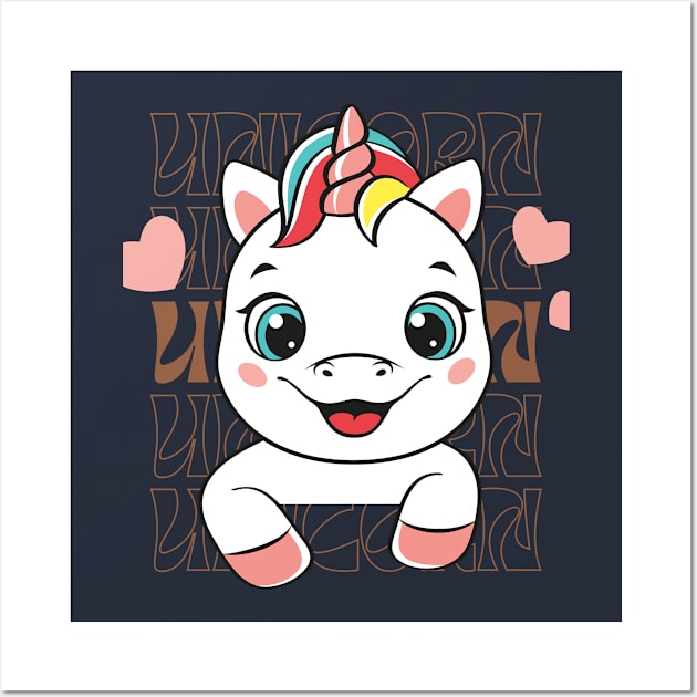 Unicorn vintage graphic Wall Art by Designmagenta